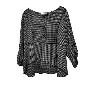 Moonlight Shirt Womens XL Black White Gingham Asymmetrical Tunic Button Detail